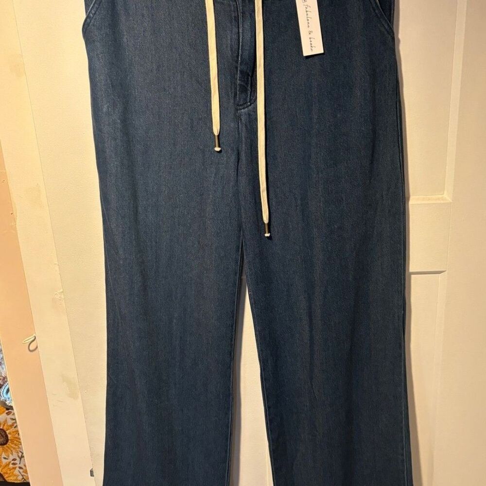 Young Fabulous & Broke WIDE LEG Relaxed drawstring Blue Jeans LG